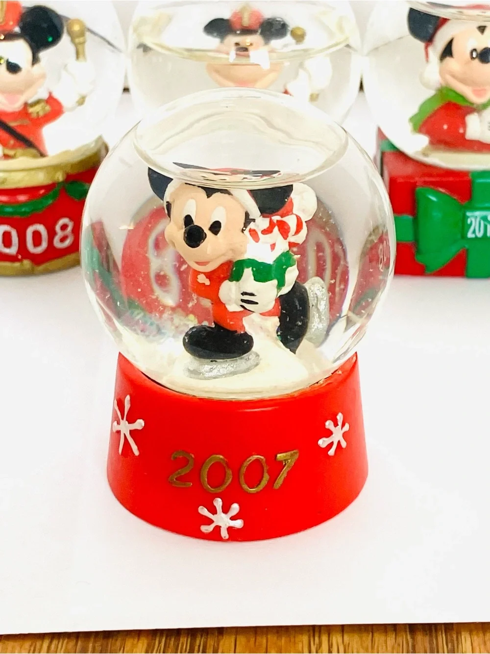 Disney Christmas Mini Snow Globes Lot(8) 2 Have Low Water JC Penny Read 2.5in